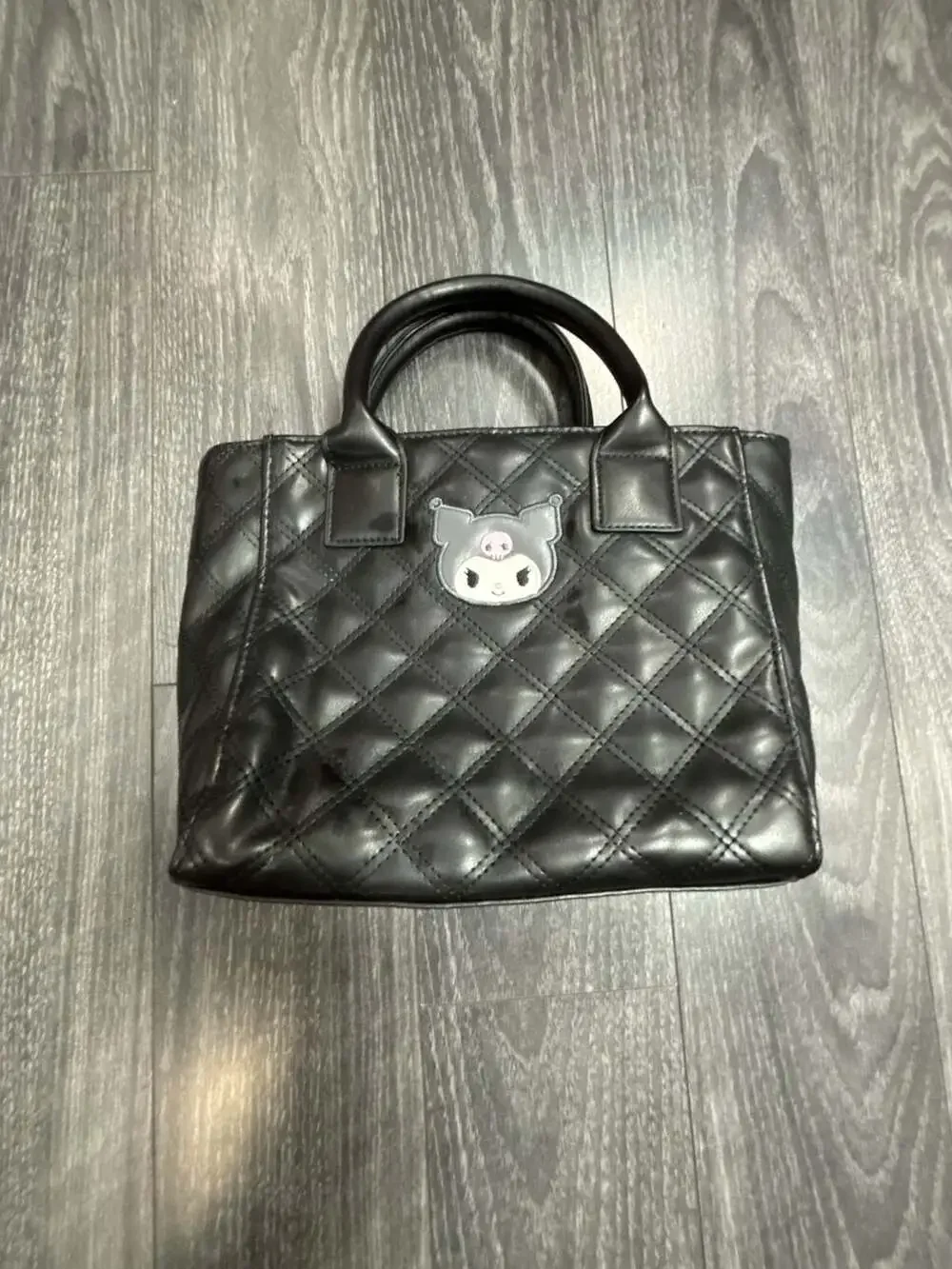 Sanrio Kuromi Black Quilted 2-Way Mini Satchel Tote Bag